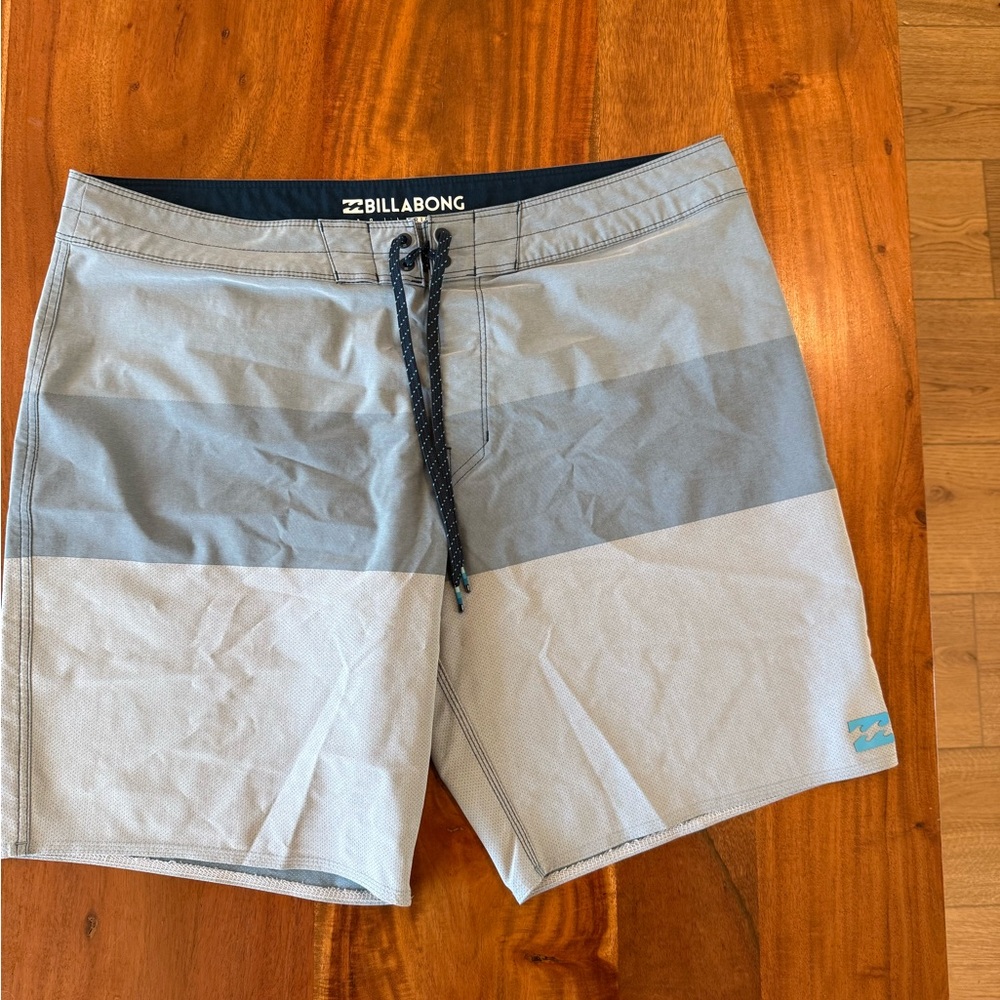 Billabong Blue and Gray Board Shorts Swimwear
